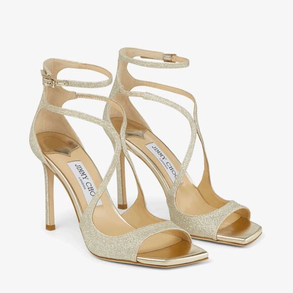 Jimmy Choo Shoes - Jimmy Choo Azia 95 Platinum Ice Dusty Glitter Sandals Size 37(US7) $950